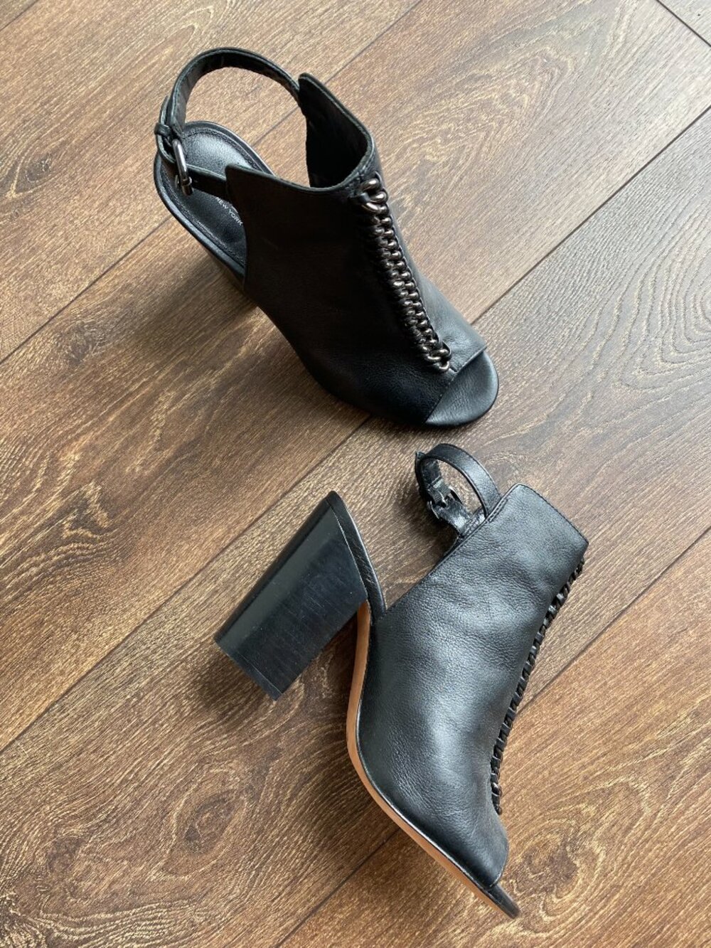 COACH Sandford Black Open Toe Booties Size 8